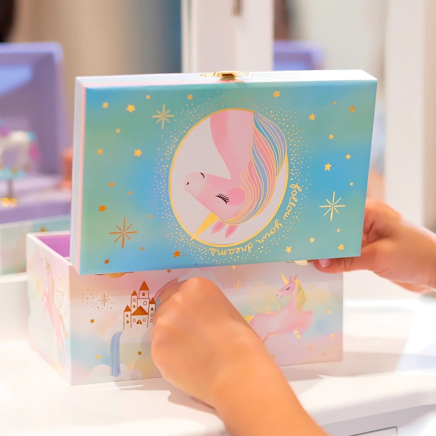 Unicorn Musical Jewelry Box – Beautiful Dreamer Tune with Twirling Unicorn