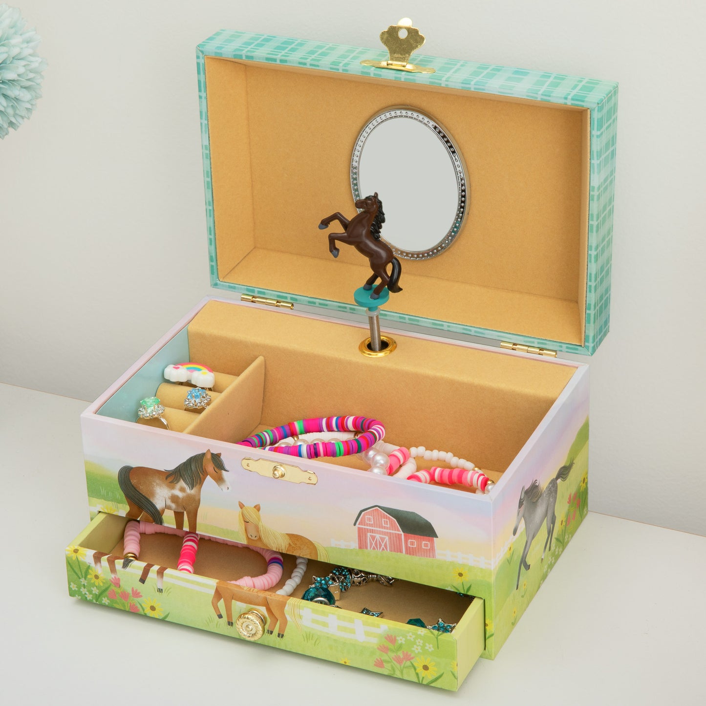 Home on the Range Horse Jewelry Box with Drawer