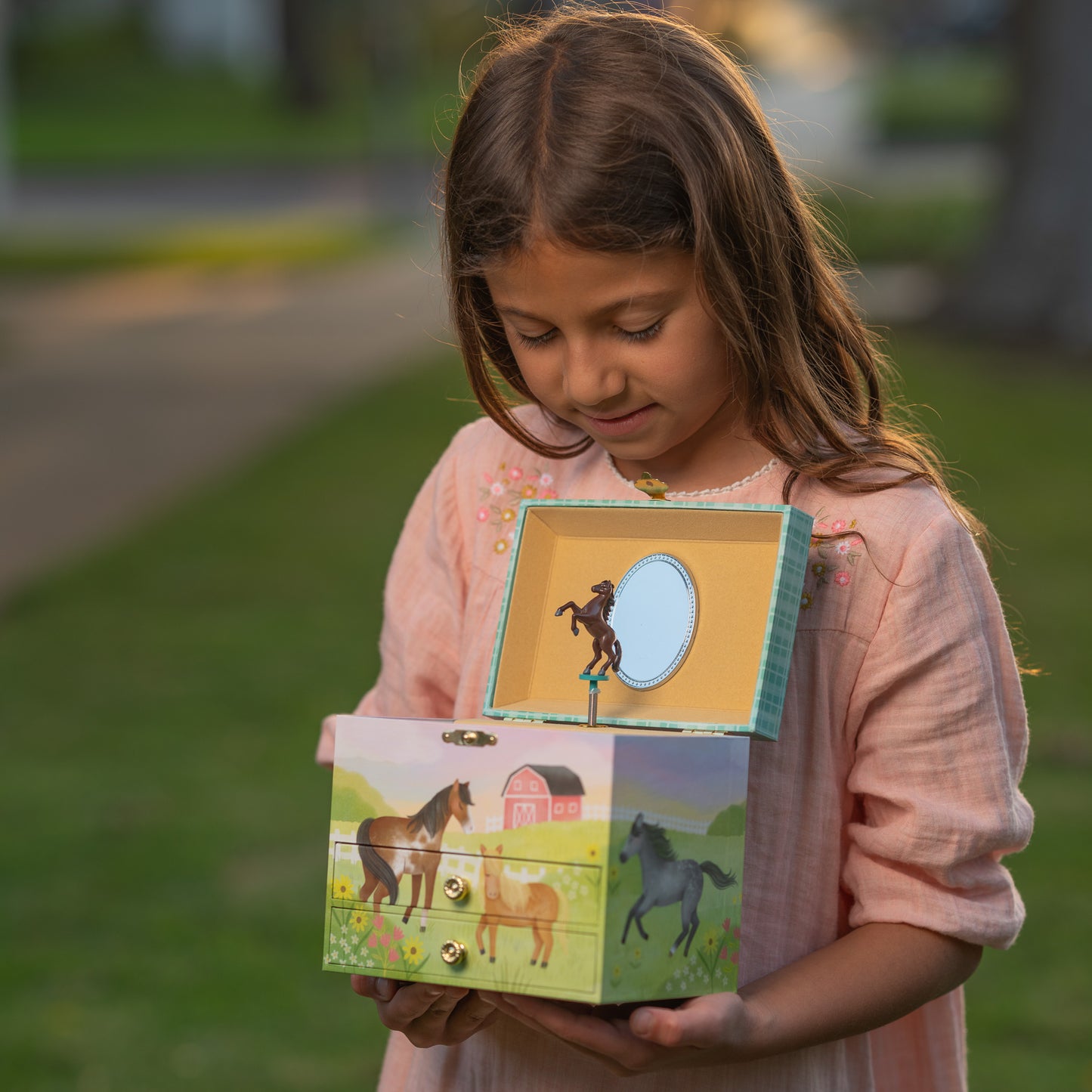 Horse Musical Jewelry Box with Drawers