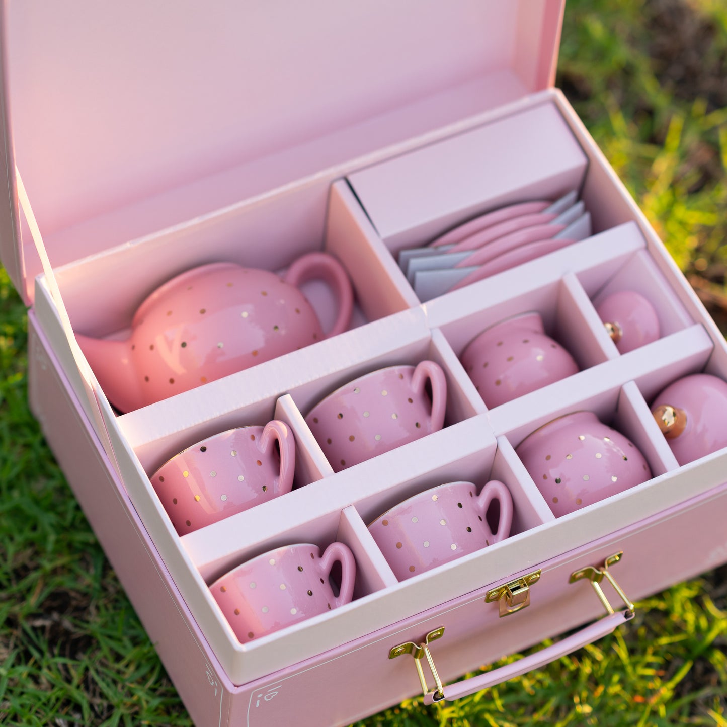 Pink and Gold Dots Porcelain Tea Party Set