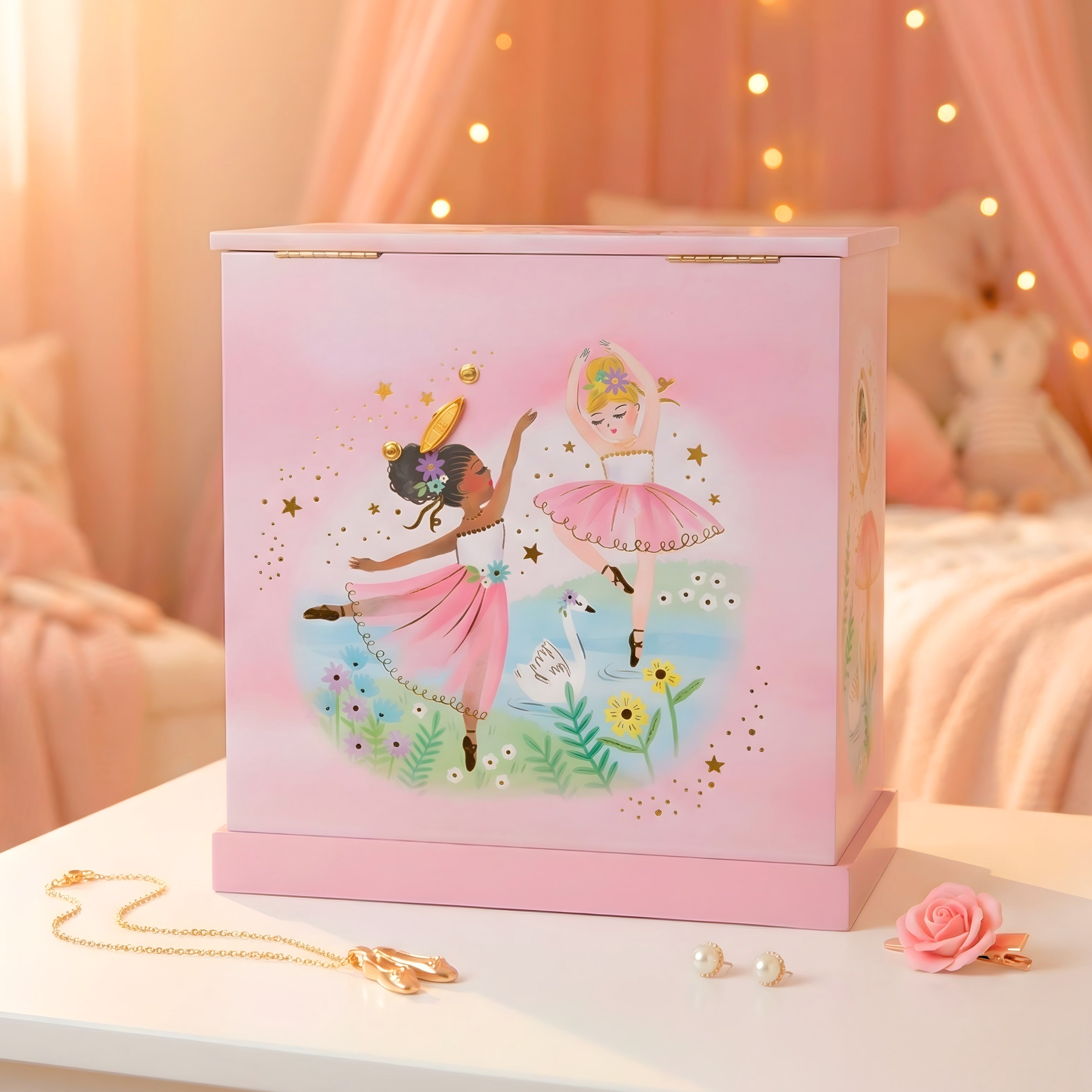 Swan Lake Ballerina Jewelry Box w/ Drawers | Giggle & Honey