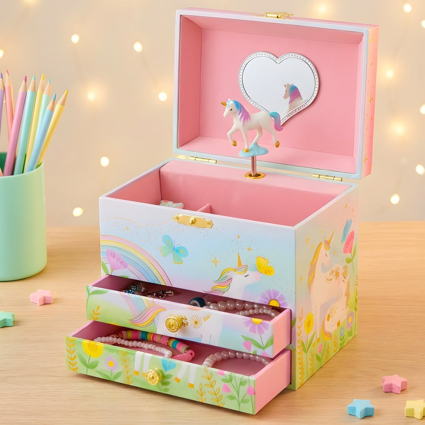 Magical Floral Unicorn Musical Jewelry Box