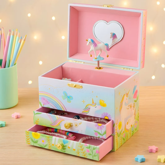 Magical Floral Unicorn Musical Jewelry Box