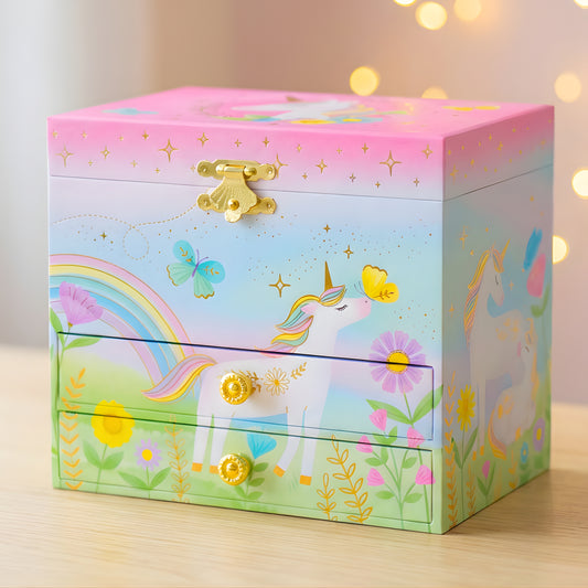 Magical Floral Unicorn Musical Jewelry Box