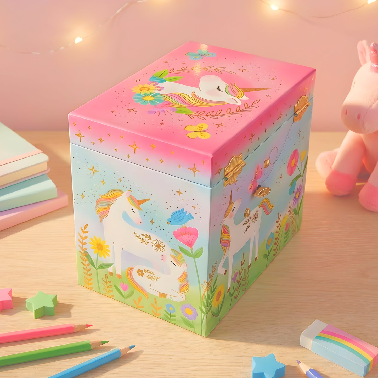 Magical Floral Unicorn Musical Jewelry Box