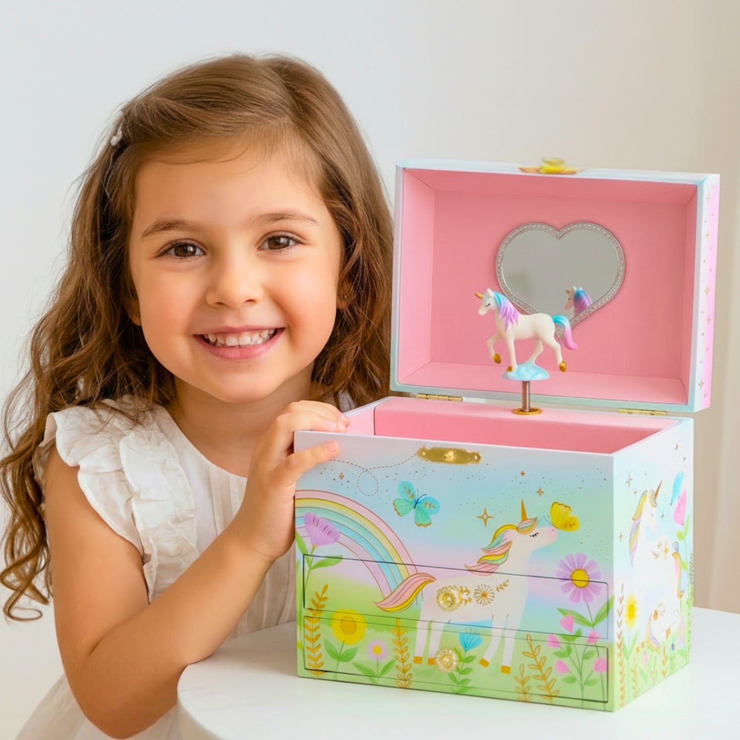 Magical Floral Unicorn Musical Jewelry Box