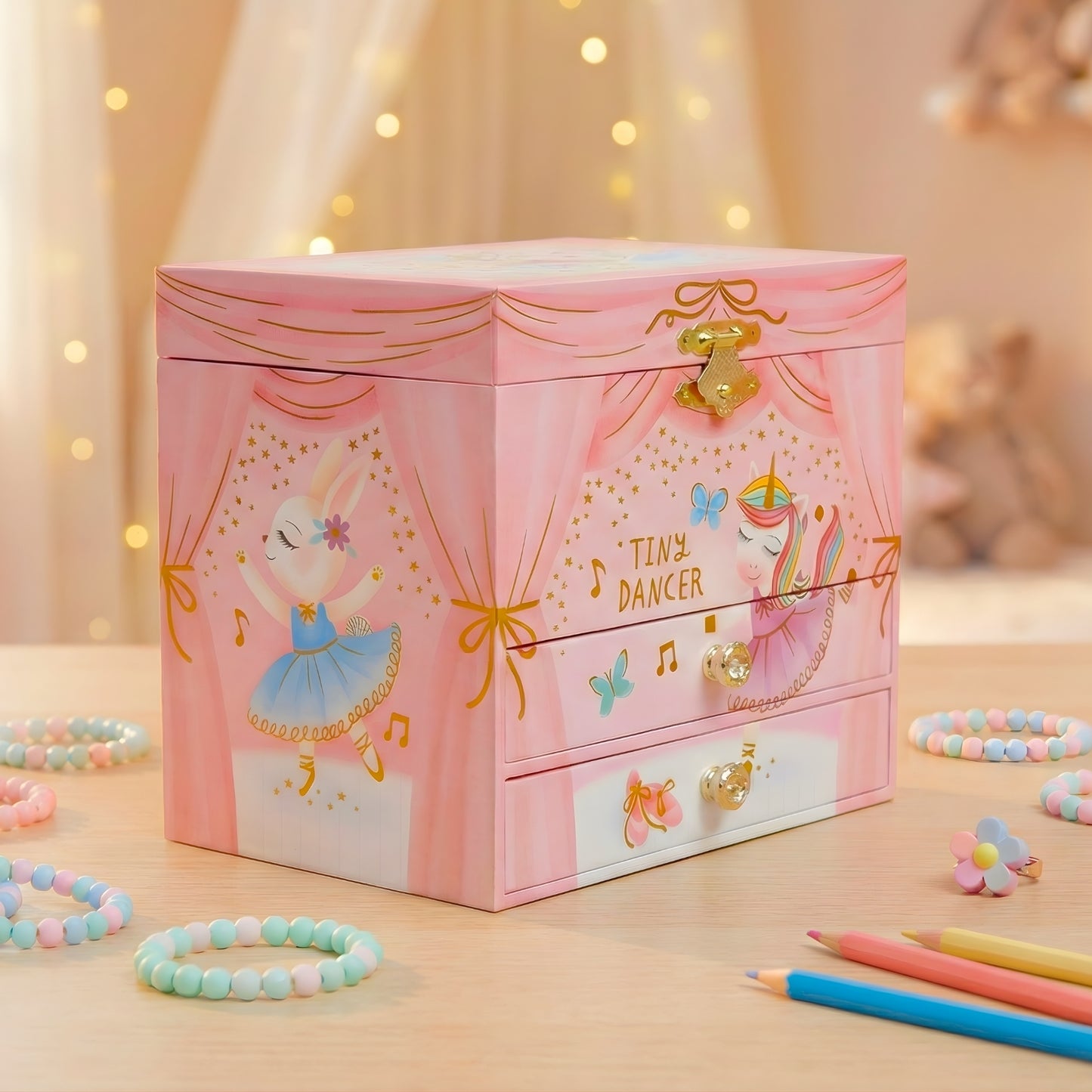 Large 2-Drawer Animal Ballerina Jewelry Box