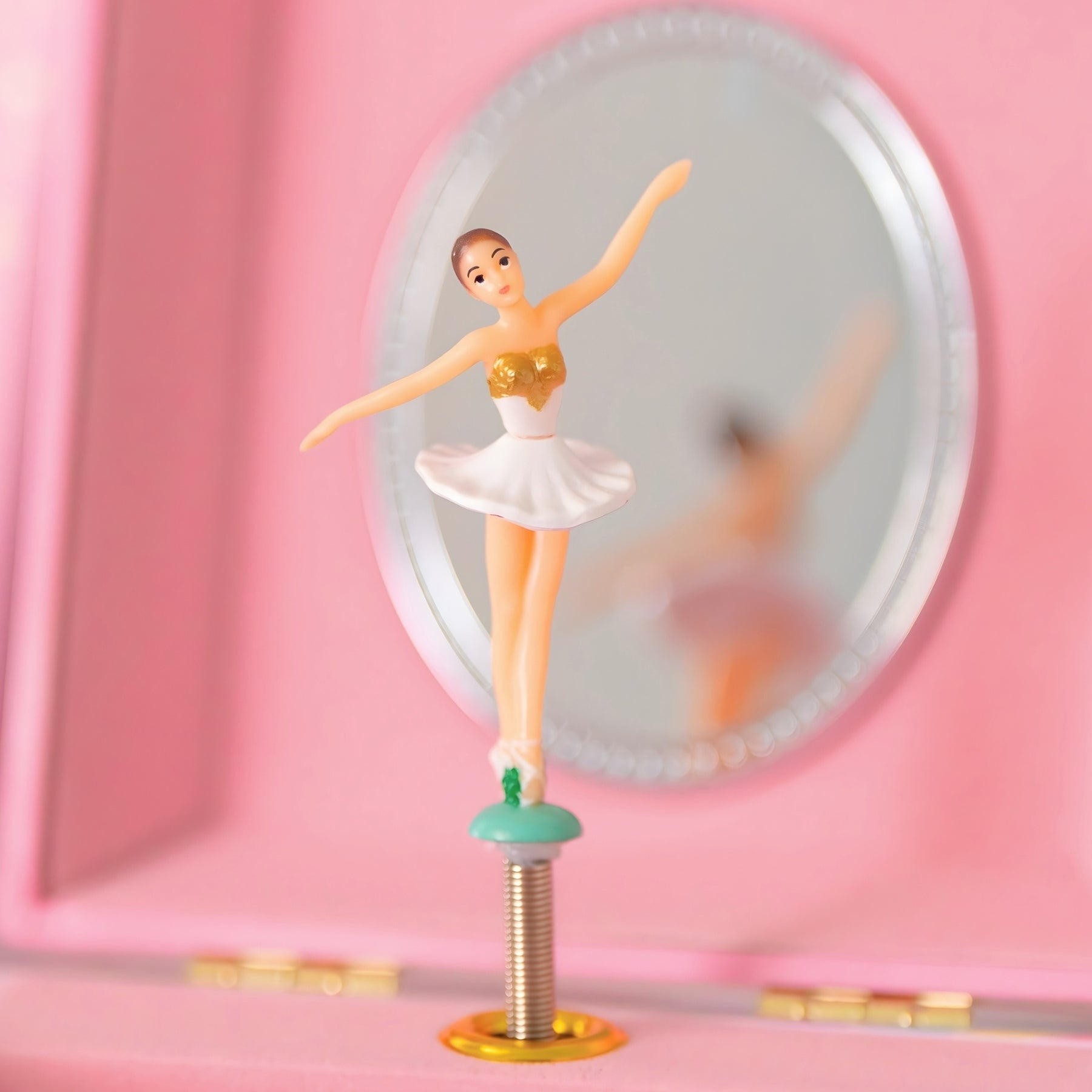 spinning ballerina figurine dances to swan lake tune