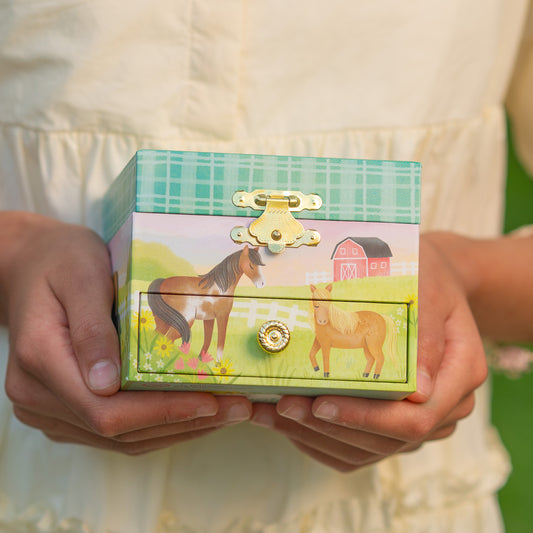 Horse Musical Jewelry Box w/ Drawer