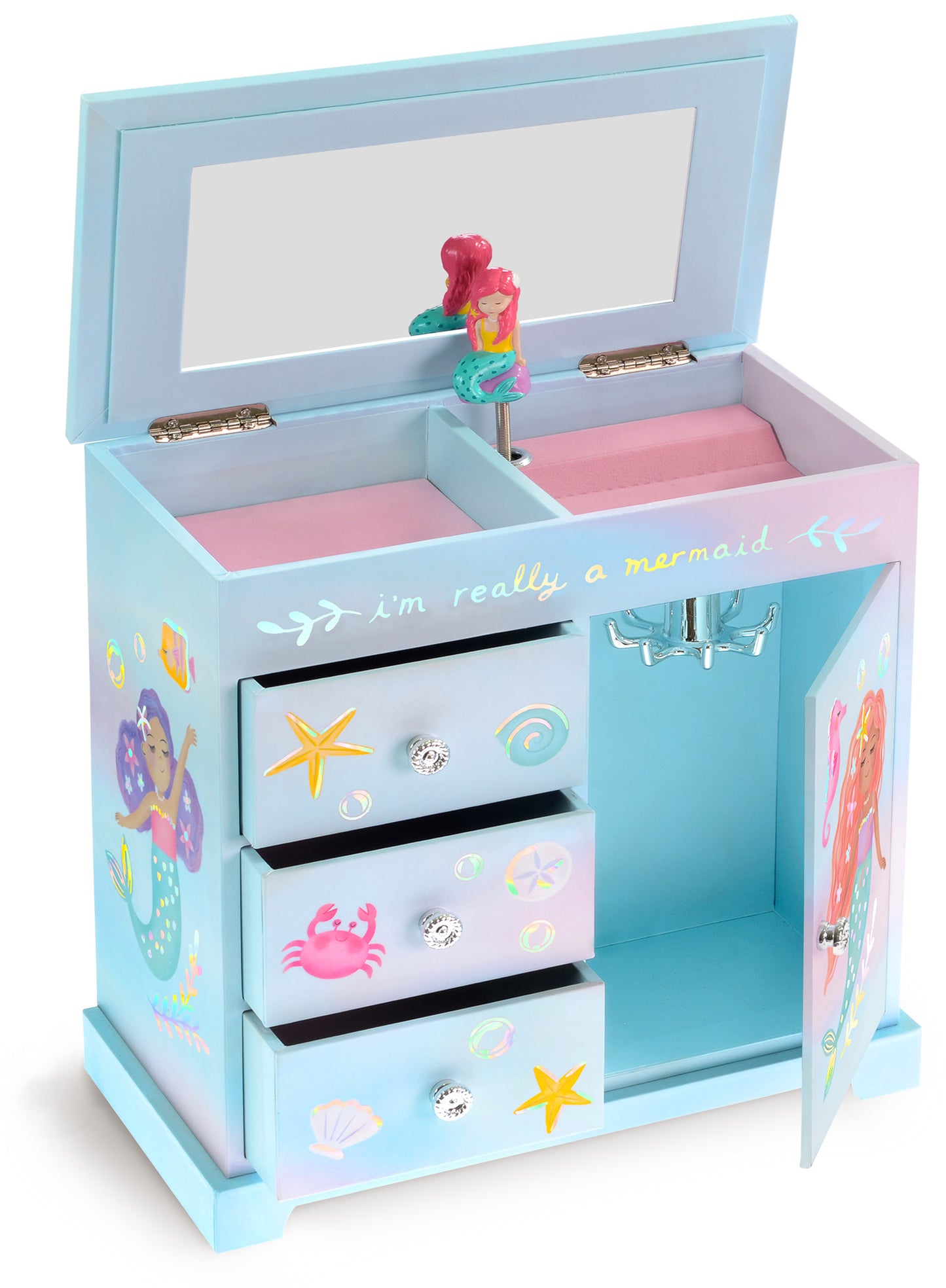 Over the Waves Mermaid Musical Jewelry Box w/ Drawers