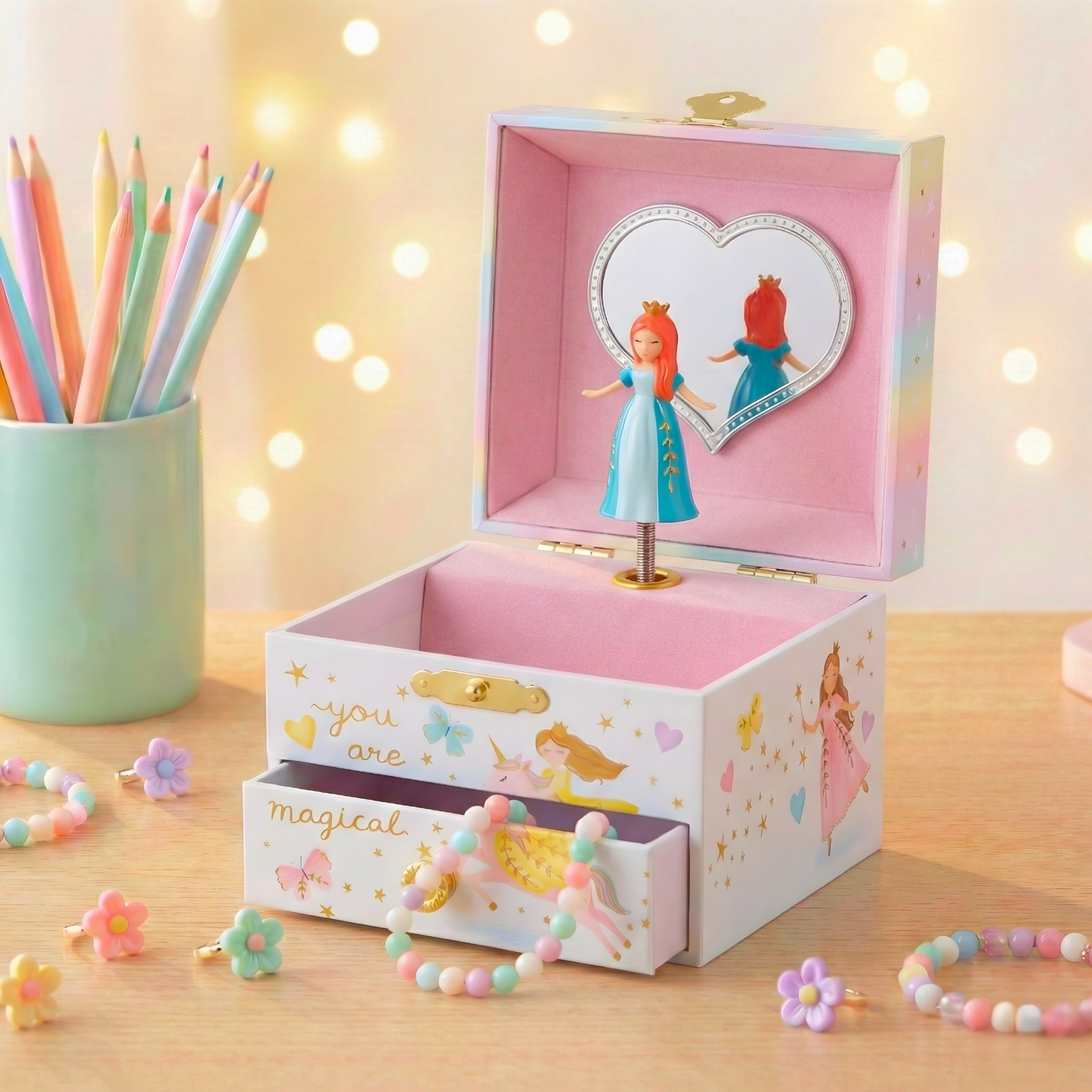 Princess Music Box with Drawer for Girls | Giggle & Honey